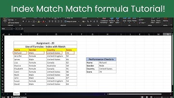 There’s no assignment 20 in the 50 ms excel pdf here is another example of index match function
