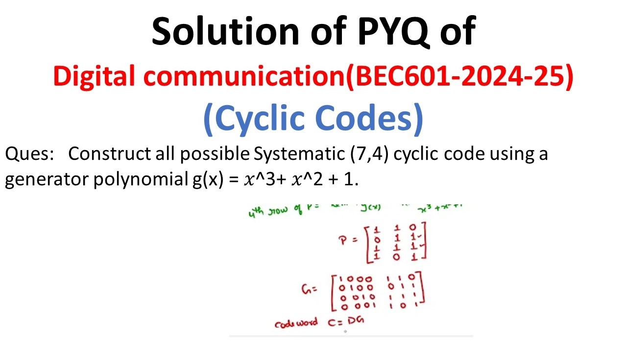 construct all possible systematic(7,4) cyclic code for Generator ...
