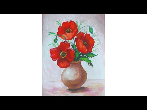 Уроки рисования. Как нарисовать натюрморт с маками гуашью | Art School