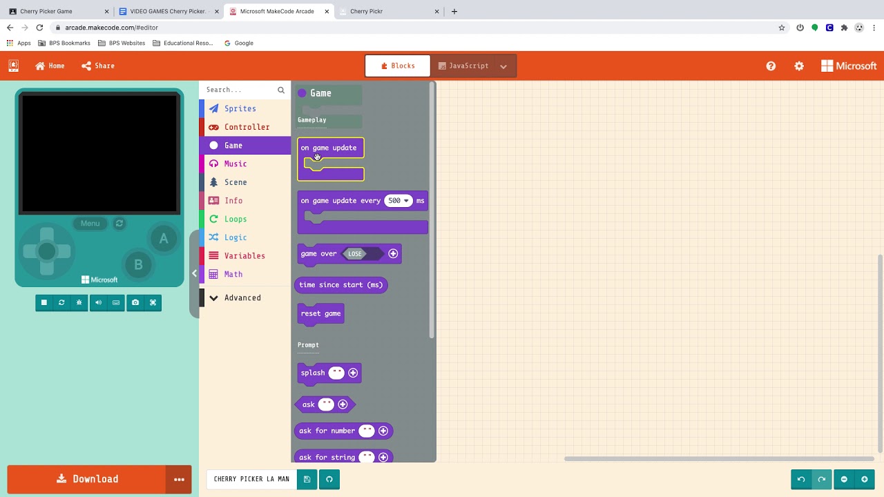 Cherry picker game using part 1 YouTube