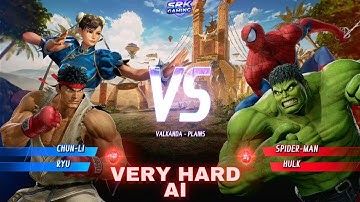 Ryu & Chun Li VS Spiderman & Hulk (Very Hard AI) - Marvel VS Capcom Infinte