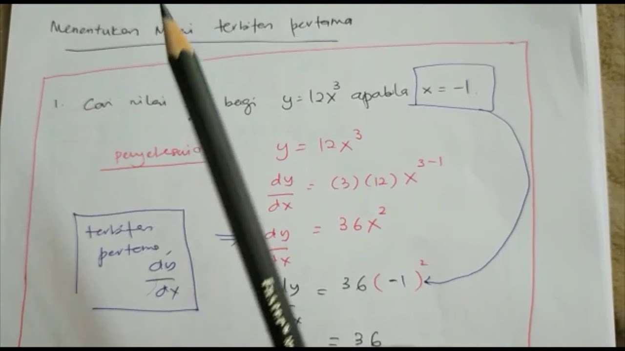 UMT2122 Kalkulus:  Menentukan nilai terbitan pertama