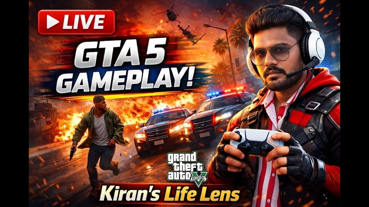 🔴 GTA 5 LIVE | 5 STAR POLICE CHASE 😱🚔 | PS5 Gameplay | Kiran’s Life ...