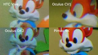 SDE comparsion: Oculus DK2 + Oculus CV1 + HTC Vive + Pimax 4K