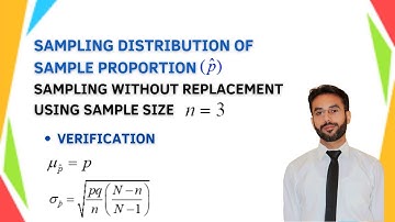 Sampling Distribution of Sample Proportion | Sampling without replacement | n = 3 | CH 15 | LEC 15 |