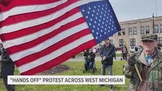 Thousands rally in 'Hands Off!' protests across West Michigan Saturday, protesting Trump and Musk