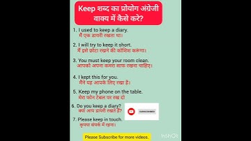 Use of KEEP in some English sentences #spokenenglish #shorts #englishtohinditranslation