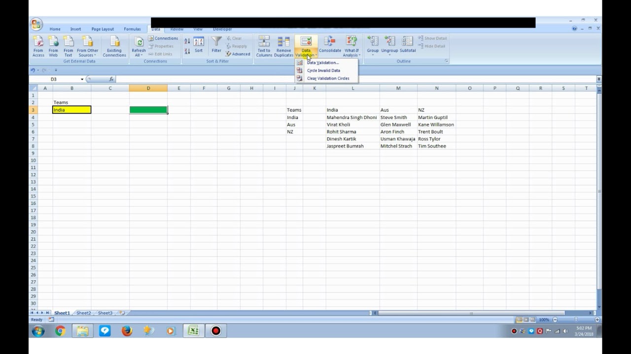 How To Create Data Validation With Dependent List In Excel YouTube How To Create Data Validation With Dependent List In Excel YouTube