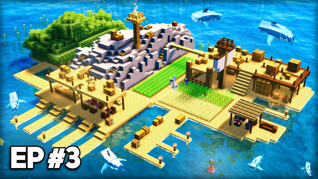 Minecraft Infested Sea Conquering the SHARK INFESTED Ocean Only World in Minecraft - YouTube