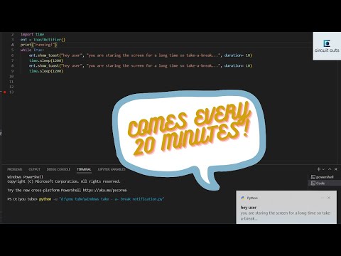 how i made my take-a-break health notification with only 8 lines of python coding! | very easy!