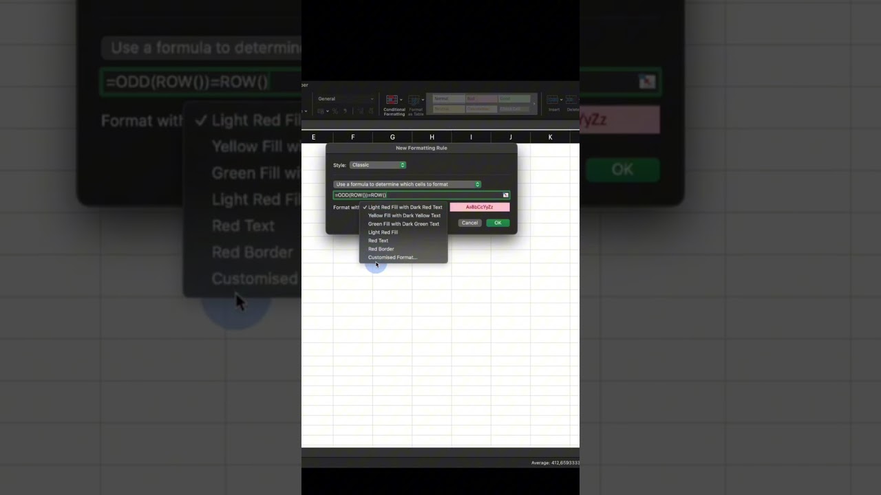 Excel Conditional Formatting - Auto Highlight Every Other Row