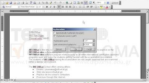 Apply automatic hyphenation in the current document.