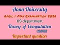 Theory of Computation | CS3452 | Important question