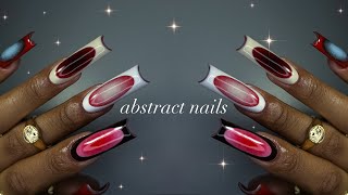 Abstract GelX Nails❣️✨| gelX application + interesting nail art!✨
