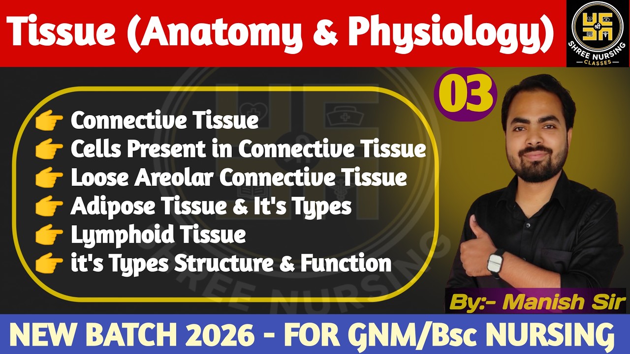 Part- 03 l Connective Tissue Complete Explanation | Areolar, Adipose, Lymphoid Tissue l Manish Sir l
