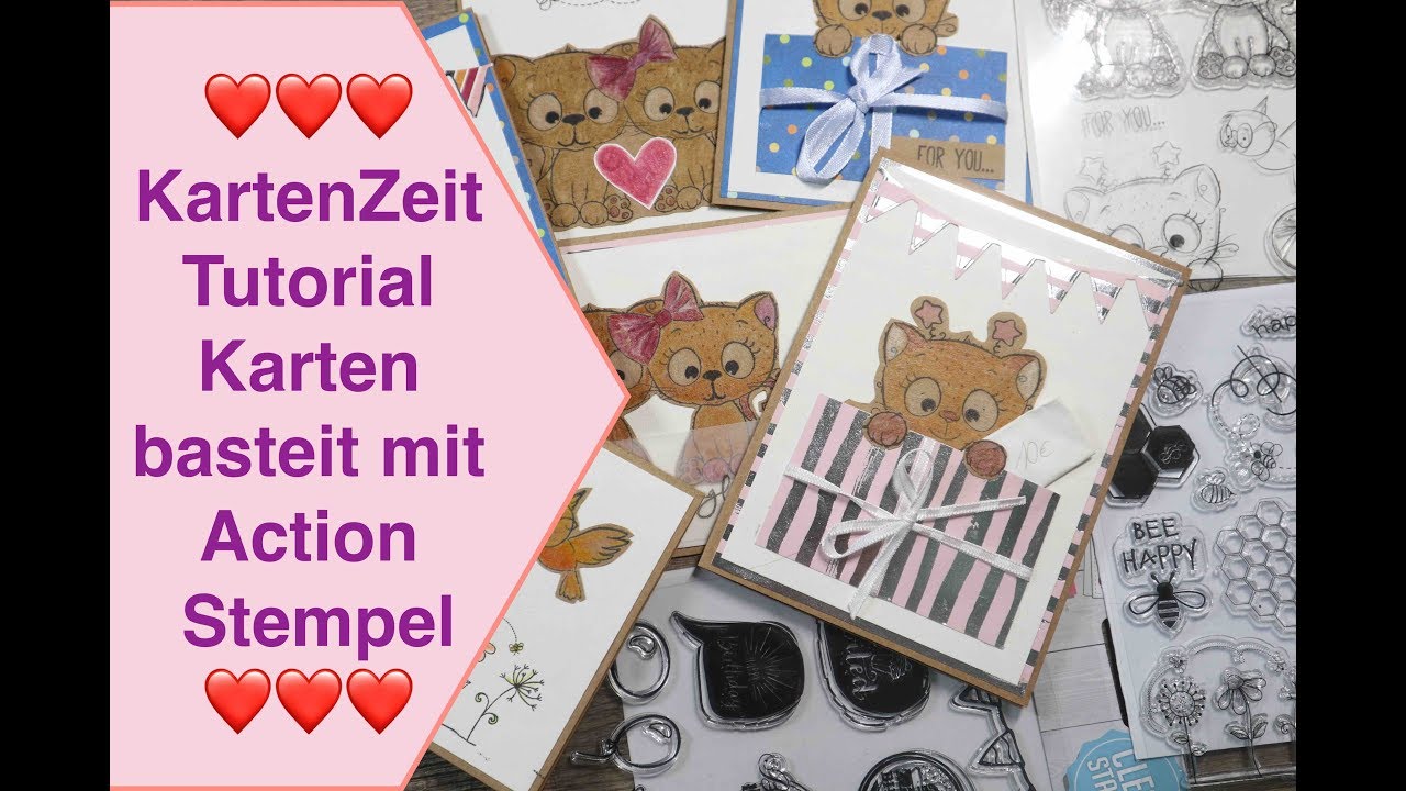 KartenZeit ,Tutorial Karten basteln mit Action Stempel, Clear Stamps ...