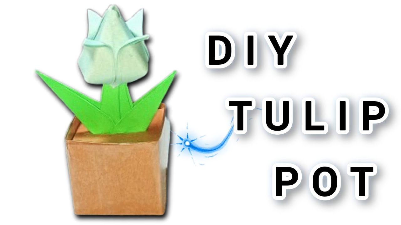 Diy Tulip flower pot 🌷 |  Origami tulip pot | Miniature craft from origami | Easy diy from origami