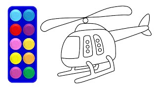 How To Draw and Color Helicopter - Helicopter Coloring Pages