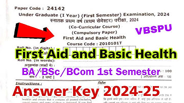 first aid and basic health 1st semester vbspu answer key 2025 | solved paper 2025 | co curricular
