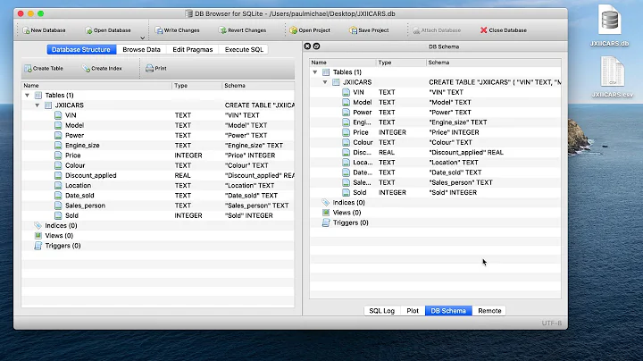 V01 Creating a SQLite db, importing table and data