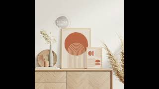 Boho Interior 2 Frames Mockup, Light Wood Frame Art Display, Frame On Sideboard Boho Interior 2 Frames Mockup, Light Wood Frame Art Display, Frame On Sideboard