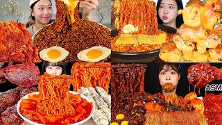 Spicy Black bean  Noodles, Spicy Fire noodles  Spicy Chicken Mukbang compilation