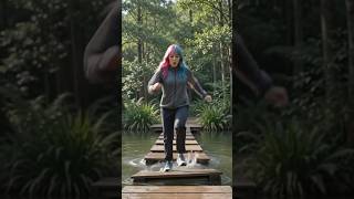 Can I Cross This Floating Bridge Without Falling? 😱🌊 #shorts