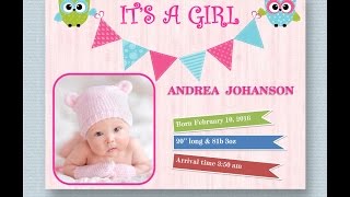 Baby Girl Announcement Creative Template