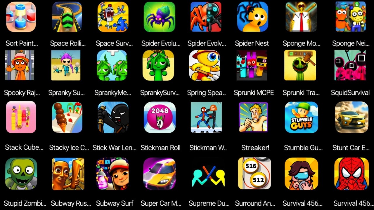 Roblox,Help Me Tricky Puzzle,Grimace Monster Scary Survival,Thief Puzzle,Scary Robber,Stumble Guys