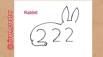How To Draw Rabbit With 222 Number | Rabbit Drawing From Number 222 | Rabbit Drawing Art