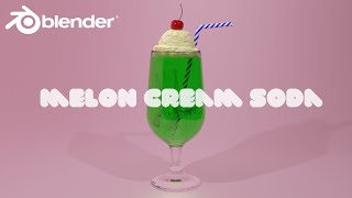 初心者向け【blender】ブレンダーで簡単に喫茶店のクリームソーダをモデリング　ショートカット字幕付き【Cycles】