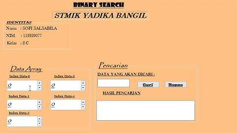 Tampilan Binary Search Visual Basic versi GUI