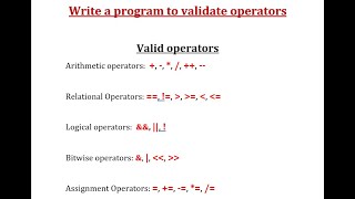 Write a program to validate operator | Compiler Course | PCIU