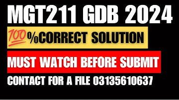 MGT211 GDB SOLUTION 2024 || MGT211  GDP SOLUTION SPRING 2024 || MGT211 GDB2024 || MGT211 GDB