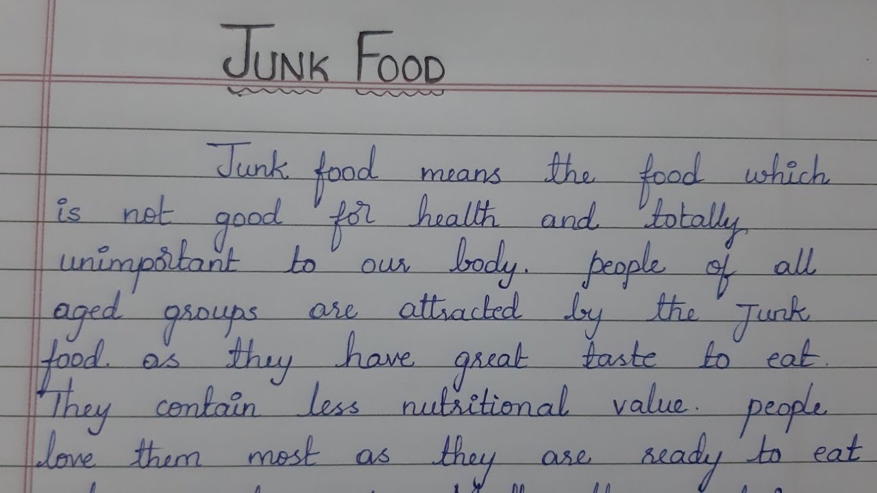 write a paragraph on Junk food// willing question in exams - YouTube