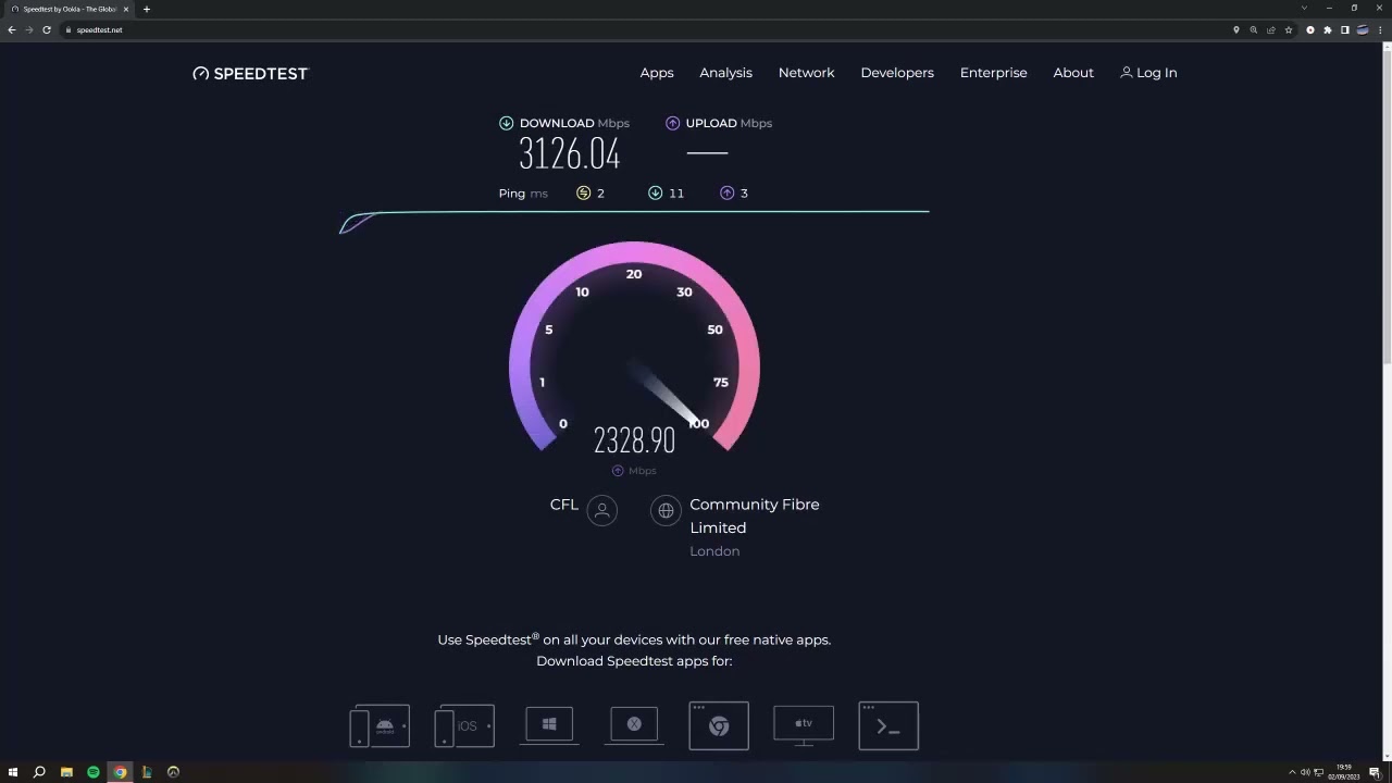 Community Fibre Speedtest 3G 3Gbps 3000Mbps Package