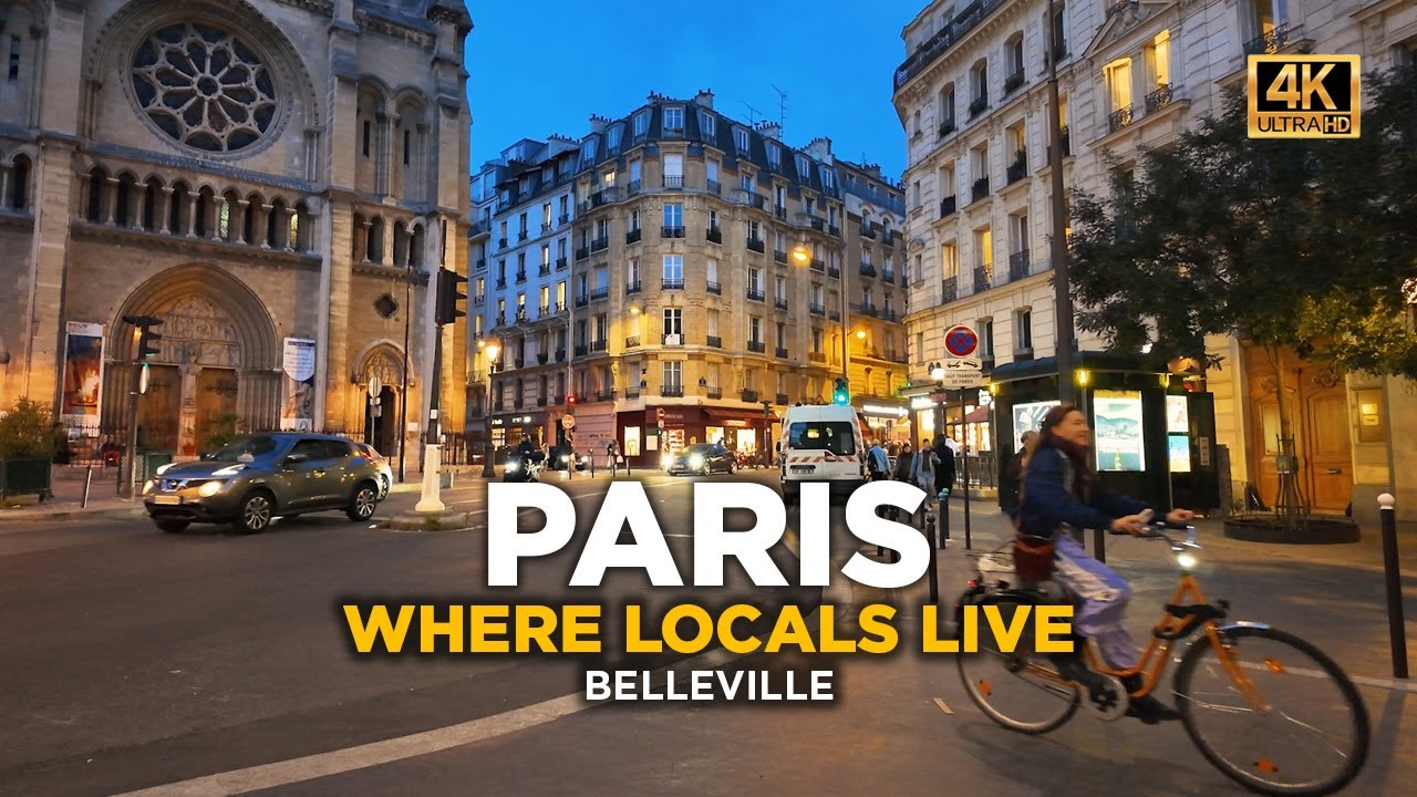 ПАРИЖ В 19:00: Сумеречная Прогулка от Бельвиля до Сент-Март  - Местный Колорит 4K