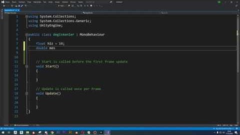Unity Ve C#-Değişkenler #1(Başlangıç Seviyesi)