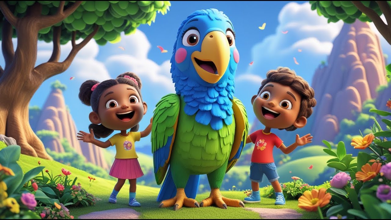Parrot Jumps and Plays with Kids | Happy Children Song | Rhyme Land
