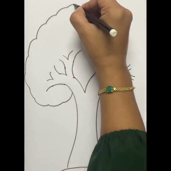 Tree Drawing | Very easy #tree #drawing with letter V #shorts