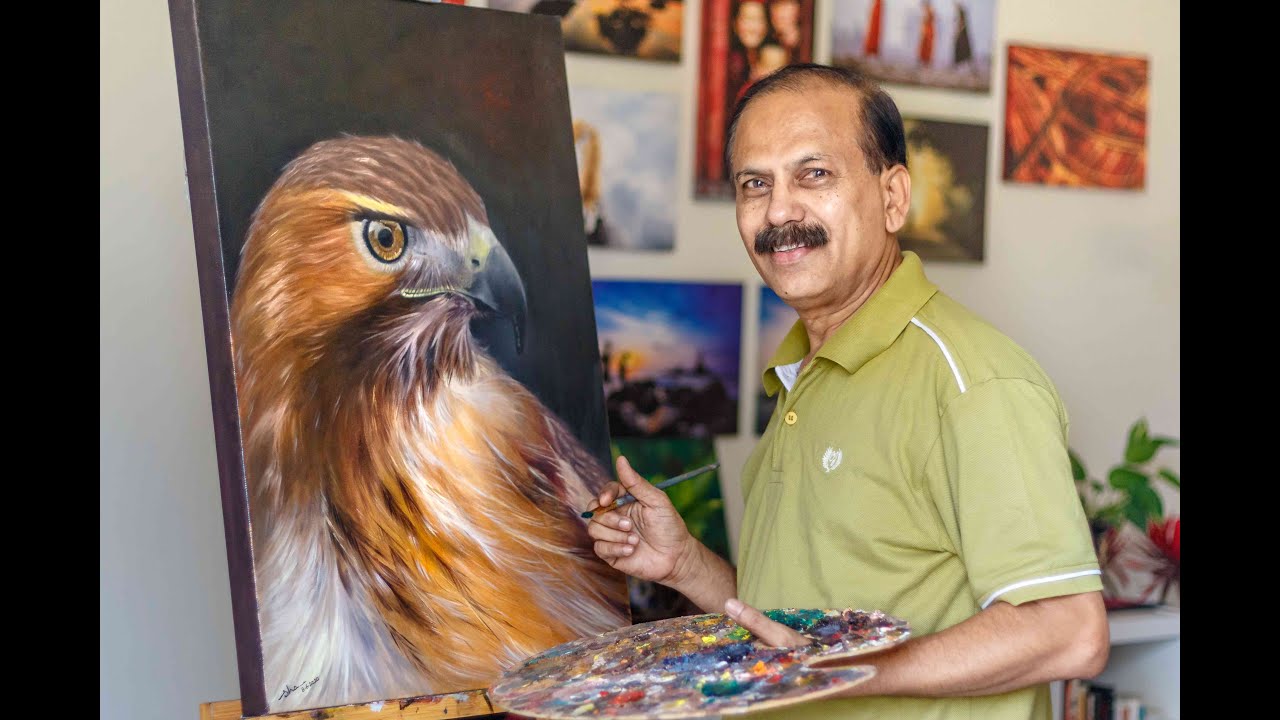 Realistic Falcon Oil Painting on Canvas - Speed Painting