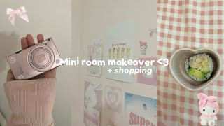 Mini room makeover! 🎀🎂( adding posters, unboxing mirror, and shopping)