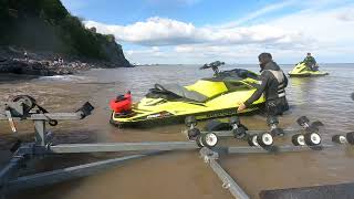 Loading two seadoo  jetskis back on to the double trailer , check out my other videos ,