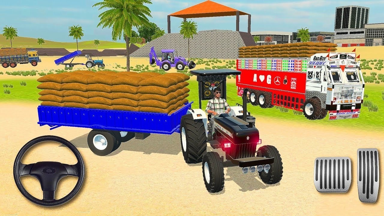 😍Drive JCB And Unloading Stone From Dumper Truck In Game🏗💥#dumper​ #tractor #jcb​ #dumpertruck​ #4x4