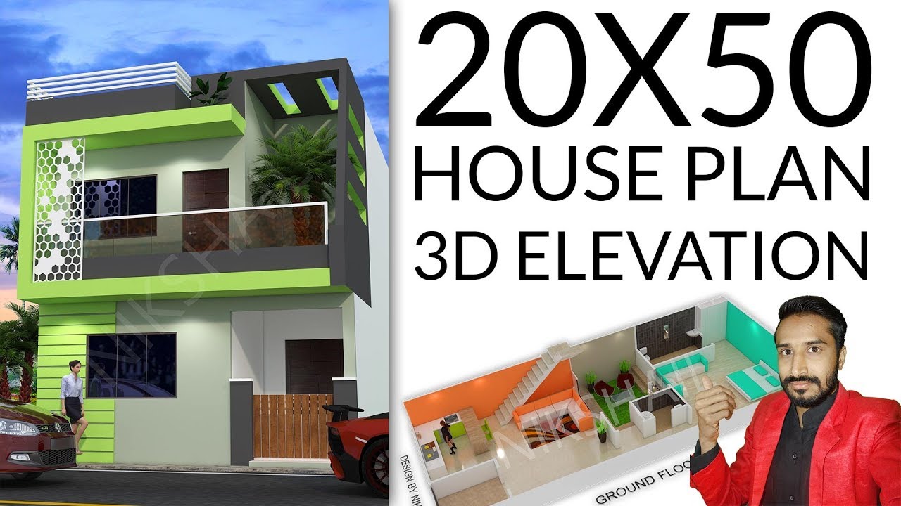 20 50 House Plan 3d Elevation Ground Floor Home and