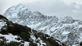 Hooker Valley Track Day 1 Episode 3 Overlooking the Moraine and Glacier Ice River.