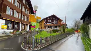 Beautiful rain walking tour in Gimmelwald ð    ¨ð     A Swiss village