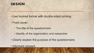 Part 5 Questionnaire Designing - Part V Design, Layout and Aesthetics of Questionnaire Form