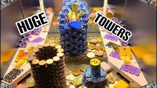 *YOU HAVE TO SEE THIS* BIGGEST TOWERS EVER INSIDE A HIGH RISK COIN PUSHER! $1,600 Buy In! *JACKPOT*