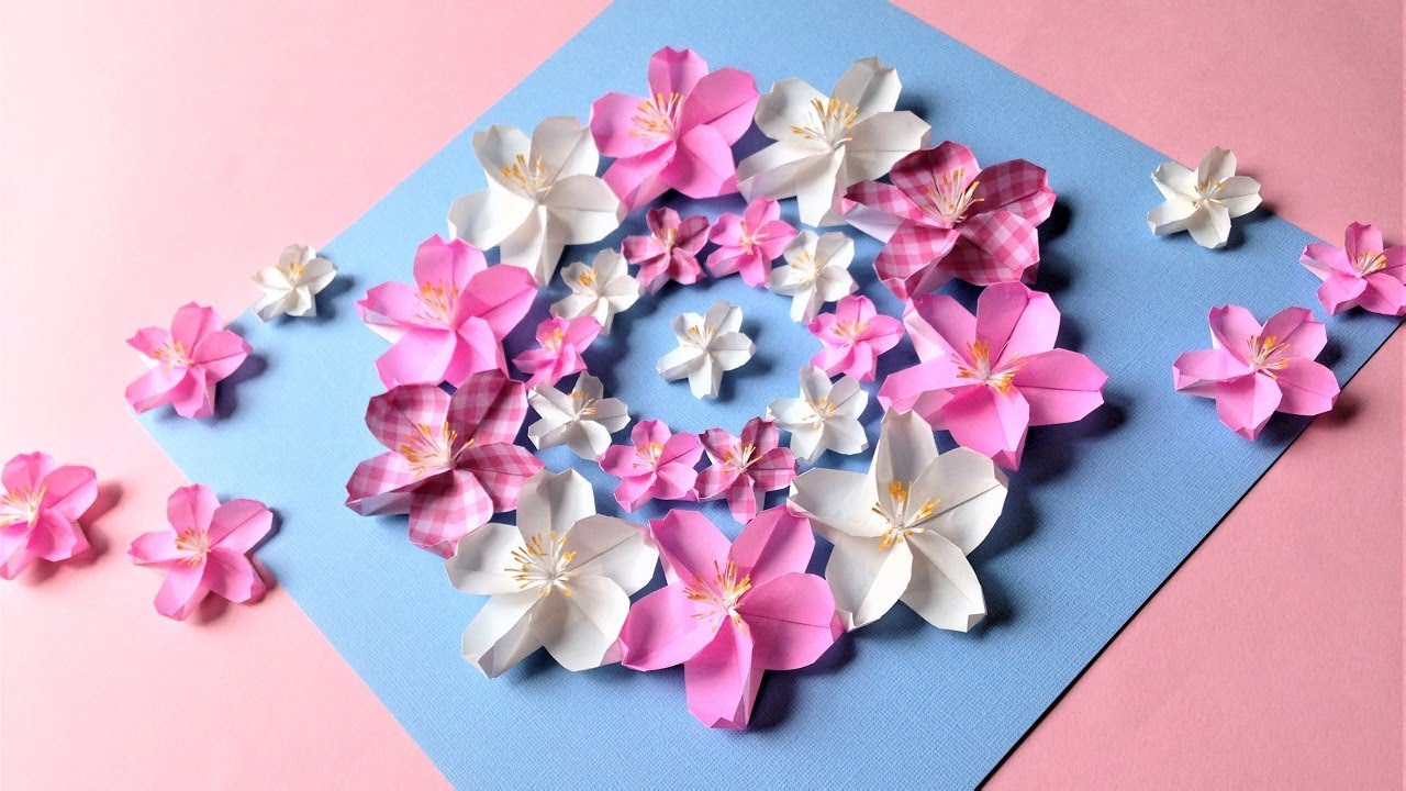 折り紙 藤の花 立体の 折り方 Origami Wisteria Flowers Tutorial Niceno1 Youtube
